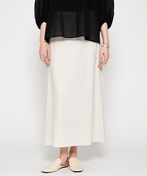 cloenc（クロエンス）の「【手洗い可】リネンブレンドフレアスカート（スカート・レディース・カーキ/オフホワイト/ブラック・01/02/03）」の6枚目の写真