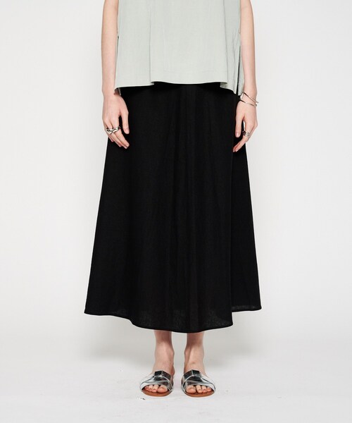 cloenc（クロエンス）の「【手洗い可】リネンブレンドフレアスカート（スカート・レディース・カーキ/オフホワイト/ブラック・01/02/03）」の4枚目の写真