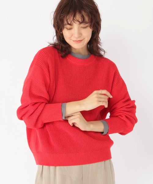 studio CLIP(スタディオクリップ)の「テープヤーン柄切り替えプルオーバー(ニット/セーター・レディース・ブルー/レッド/ブラウン・FREE)」の5枚目の写真