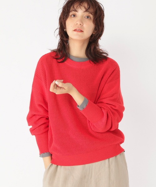 studio CLIP(スタディオクリップ)の「テープヤーン柄切り替えプルオーバー(ニット/セーター・レディース・ブルー/レッド/ブラウン・FREE)」の6枚目の写真