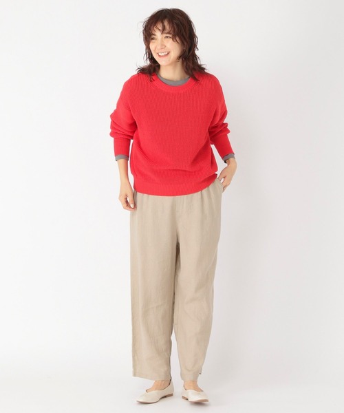 studio CLIP(スタディオクリップ)の「テープヤーン柄切り替えプルオーバー(ニット/セーター・レディース・ブルー/レッド/ブラウン・FREE)」の7枚目の写真