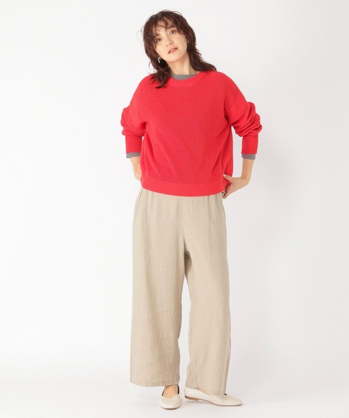 studio CLIP(スタディオクリップ)の「テープヤーン柄切り替えプルオーバー(ニット/セーター・レディース・ブルー/レッド/ブラウン・FREE)」の8枚目の写真