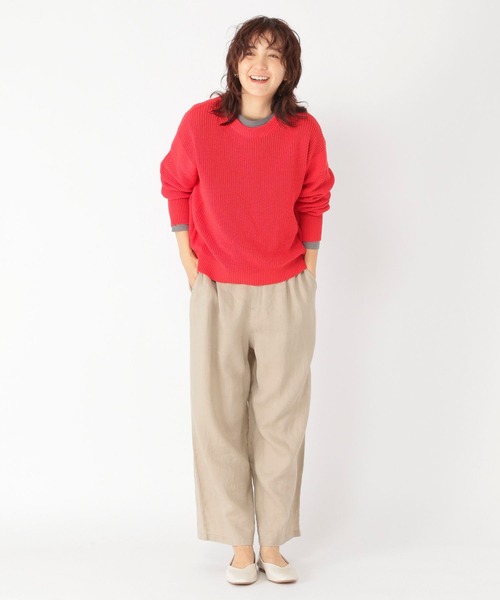 studio CLIP(スタディオクリップ)の「テープヤーン柄切り替えプルオーバー(ニット/セーター・レディース・ブルー/レッド/ブラウン・FREE)」の9枚目の写真