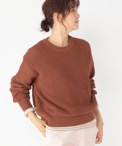 studio CLIP(スタディオクリップ)の「テープヤーン柄切り替えプルオーバー(ニット/セーター・レディース・ブルー/レッド/ブラウン・FREE)」の11枚目の写真