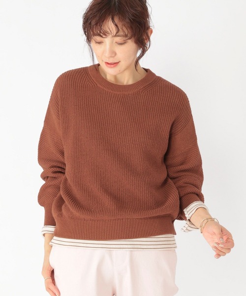 studio CLIP(スタディオクリップ)の「テープヤーン柄切り替えプルオーバー(ニット/セーター・レディース・ブルー/レッド/ブラウン・FREE)」の12枚目の写真