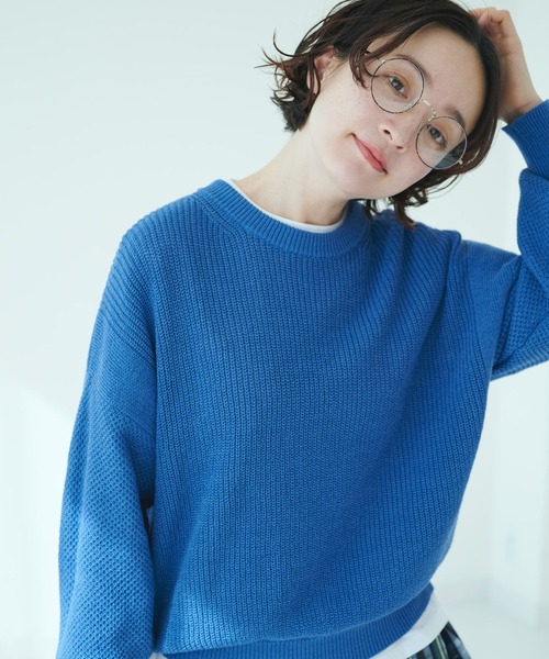 studio CLIP(スタディオクリップ)の「テープヤーン柄切り替えプルオーバー(ニット/セーター・レディース・ブルー/レッド/ブラウン・FREE)」の16枚目の写真