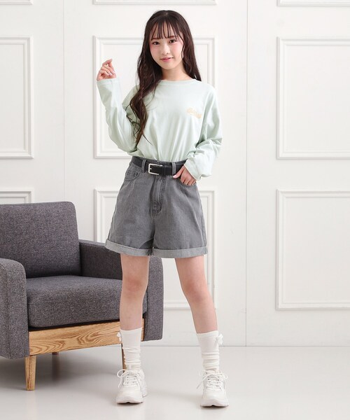 PINK-latte（ピンクラテ）の「配色ステッチロンT（Tシャツ/カットソー