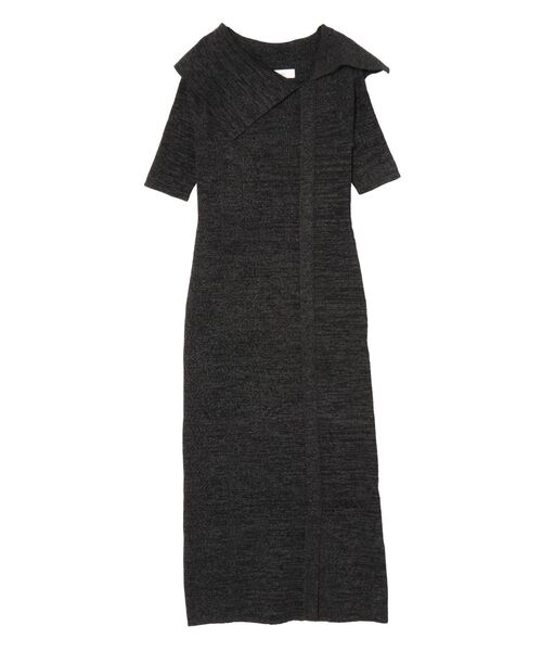 LAGUNAMOON（ラグナムーン）の「アシメネックリブハーフスリーブニットワンピース（ワンピース・レディース・アイボリー/ブラック/ライトグレー・MEDIUM/SMALL）」の13枚目の写真