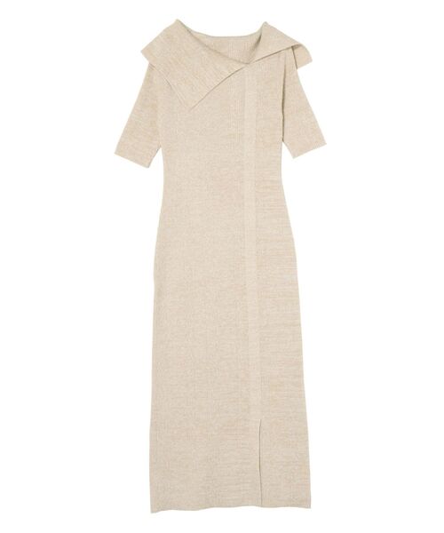 LAGUNAMOON（ラグナムーン）の「アシメネックリブハーフスリーブニットワンピース（ワンピース・レディース・アイボリー/ブラック/ライトグレー・MEDIUM/SMALL）」の14枚目の写真