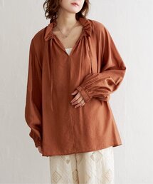 Eimeelaw キャメル フリル付き 長袖トップス 大人可愛い キャメル Eimeelaw キャメル フリル付き 長袖トップス 大人可愛い