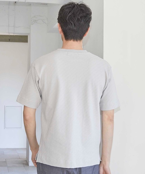 UNION STATION（ユニオンステーション）の「リンクスジャガード シェブロン柄Tシャツ（Tシャツ/カットソー・メンズ・ピンク/ホワイト/ネイビー/ライトグレー・S/M/L/LL）」の12枚目の写真