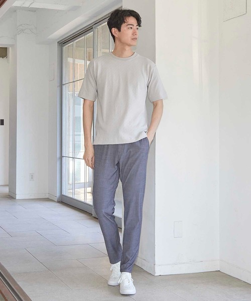 UNION STATION（ユニオンステーション）の「リンクスジャガード シェブロン柄Tシャツ（Tシャツ/カットソー・メンズ・ピンク/ホワイト/ネイビー/ライトグレー・S/M/L/LL）」の14枚目の写真