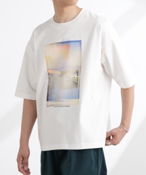 NANO universe（ナノユニバース）の「「MOFFISIE」1.0オリジナルプリント Tシャツ 半袖（Tシャツ/カットソー・メンズ・ブラック/レッド系その他4/ホワイト・L/M）」の2枚目の写真