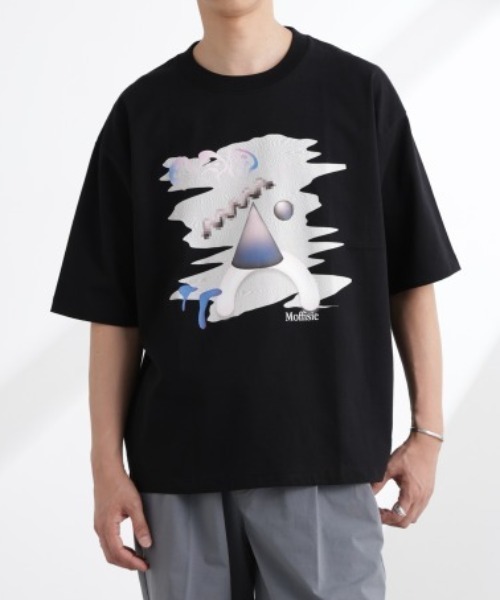 NANO universe（ナノユニバース）の「「MOFFISIE」1.0オリジナルプリント Tシャツ 半袖（Tシャツ/カットソー・メンズ・ブラック/レッド系その他4/ホワイト・L/M）」の3枚目の写真