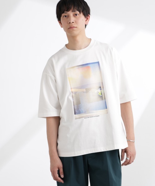 NANO universe（ナノユニバース）の「「MOFFISIE」1.0オリジナルプリント Tシャツ 半袖（Tシャツ/カットソー・メンズ・ブラック/レッド系その他4/ホワイト・L/M）」の4枚目の写真