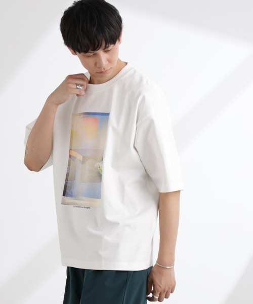 NANO universe（ナノユニバース）の「「MOFFISIE」1.0オリジナルプリント Tシャツ 半袖（Tシャツ/カットソー・メンズ・ブラック/レッド系その他4/ホワイト・L/M）」の5枚目の写真