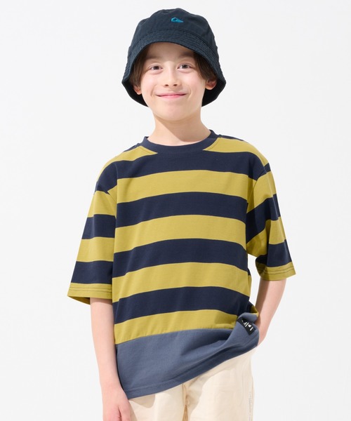 KRIFF MAYER Kid's Collection（クリフメイヤーキッズコレクション）の「【綿100％】ボーダー切り替えT（Tシャツ/カットソー・キッズ・ネイビー/ベージュ/サックスブルー/ブラック・170/160/150/140/130/120）」の3枚目の写真