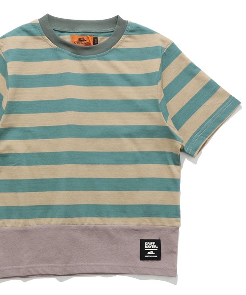 KRIFF MAYER Kid's Collection（クリフメイヤーキッズコレクション）の「【綿100％】ボーダー切り替えT（Tシャツ/カットソー・キッズ・ネイビー/ベージュ/サックスブルー/ブラック・170/160/150/140/130/120）」の4枚目の写真
