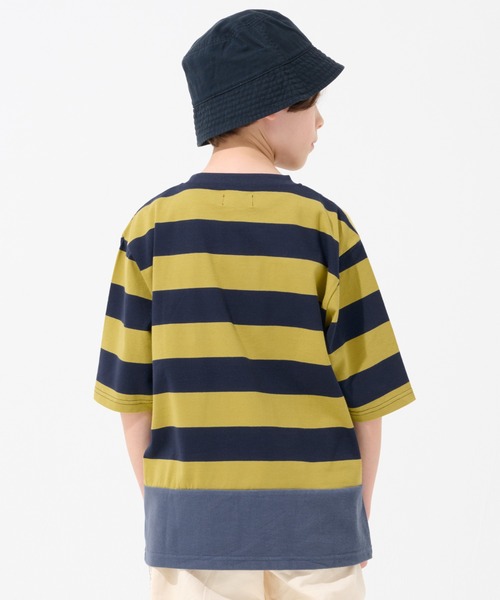 KRIFF MAYER Kid's Collection（クリフメイヤーキッズコレクション）の「【綿100％】ボーダー切り替えT（Tシャツ/カットソー・キッズ・ネイビー/ベージュ/サックスブルー/ブラック・170/160/150/140/130/120）」の6枚目の写真