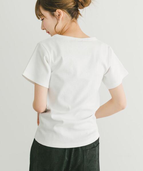 ITEMS URBANRESEARCH（アイテムズ アーバンリサーチ）の「クールコットンリブ半袖Tシャツ（Tシャツ/カットソー・レディース・ホワイト/オレンジ/ブラック・FREE）」の16枚目の写真