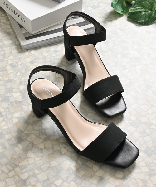 Honeys（ハニーズ）の「ゴム使いヒールサンダル（サンダル・レディース・ブラック系その他2/ブラック系その他/グレー・L/M/S/LL）」の2枚目の写真