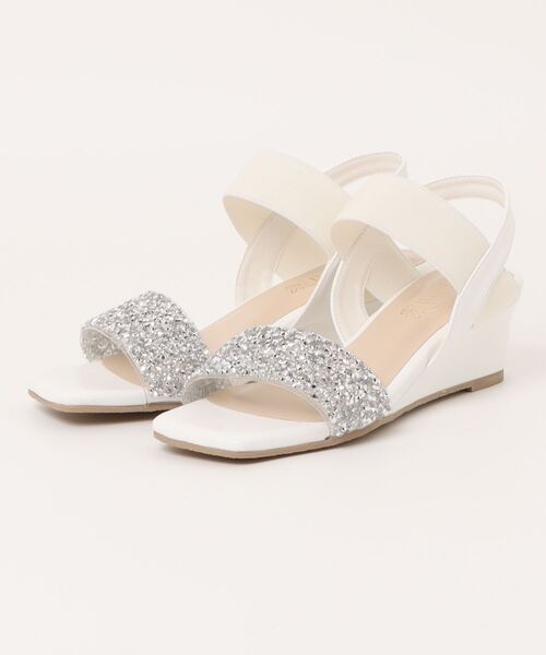 Realta(レアルタ)の「Realta(レアルタ)4cmウェッジソールキラキラビジューウェッジサンダル(サンダル・レディース・ピンク/ブラック/シルバー・S/M/L/LL)」の3枚目の写真