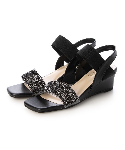 Realta(レアルタ)の「Realta(レアルタ)4cmウェッジソールキラキラビジューウェッジサンダル(サンダル・レディース・ピンク/ブラック/シルバー・S/M/L/LL)」の4枚目の写真