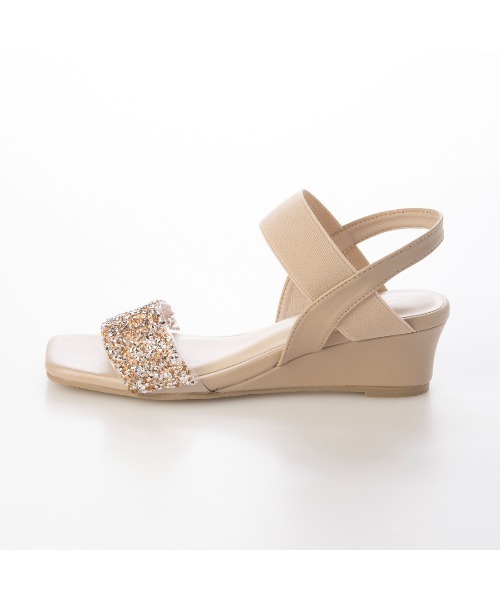 Realta(レアルタ)の「Realta(レアルタ)4cmウェッジソールキラキラビジューウェッジサンダル(サンダル・レディース・ピンク/ブラック/シルバー・S/M/L/LL)」の17枚目の写真