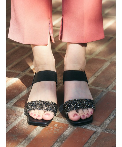 Realta(レアルタ)の「Realta(レアルタ)4cmウェッジソールキラキラビジューウェッジサンダル(サンダル・レディース・ピンク/ブラック/シルバー・S/M/L/LL)」の12枚目の写真