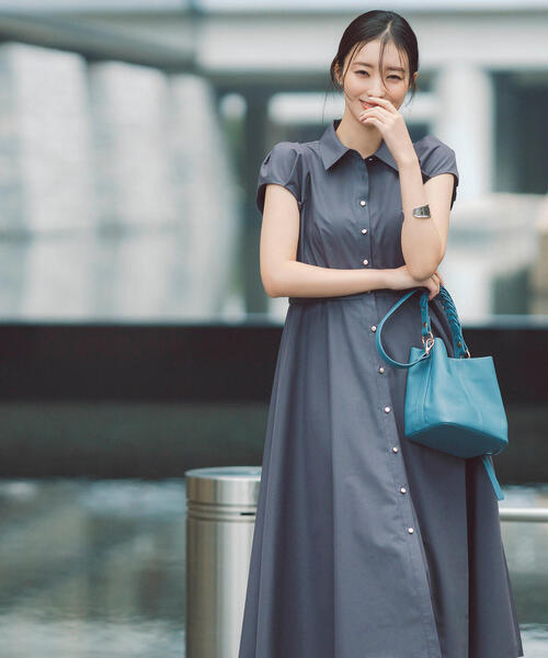 NATURAL BEAUTY BASIC(ナチュラルビューティーベーシック)の「◇タックパフシャツワンピース(シャツワンピース・レディース・チャコールグレー/ブルー/ネイビー・SMALL/MEDIUM)」の6枚目の写真