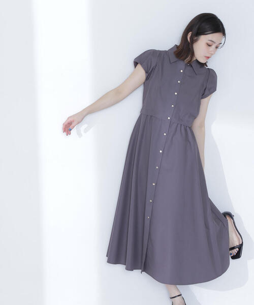 NATURAL BEAUTY BASIC(ナチュラルビューティーベーシック)の「◇タックパフシャツワンピース(シャツワンピース・レディース・チャコールグレー/ブルー/ネイビー・SMALL/MEDIUM)」の8枚目の写真