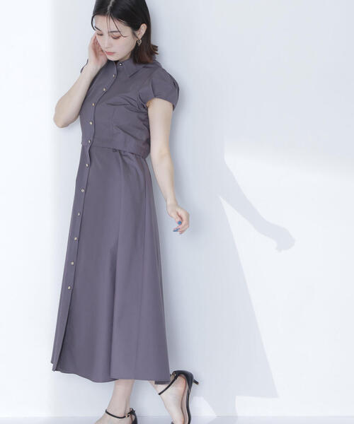 NATURAL BEAUTY BASIC(ナチュラルビューティーベーシック)の「◇タックパフシャツワンピース(シャツワンピース・レディース・チャコールグレー/ブルー/ネイビー・SMALL/MEDIUM)」の9枚目の写真