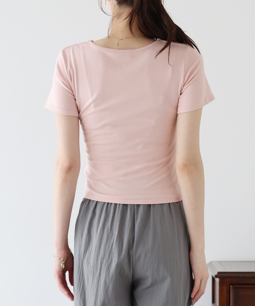 BLUEEAST(ブルーイースト)の「半袖ハートネックギャザーTシャツ(Tシャツ/カットソー・レディース・ブラック/ホワイト/ピンク・MEDIUM)」の20枚目の写真