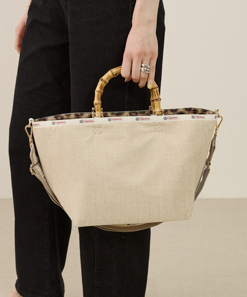 MED BAMBOO TOTE W/ST エクリュムーンラフィア（トートバッグ