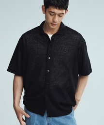 メッシュジャガード ボックスシルエット ニットポロ / ロングシーズン着用可能