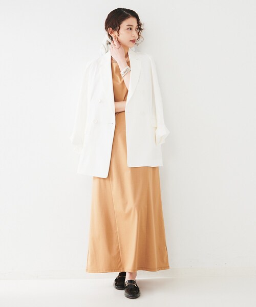 UNTITLED（アンタイトル）の「【セットアップ可能／オンオフ】ラミー混 ダブルブレストジャケット（テーラードジャケット・レディース・オリーブ/ブラウン系その他/ライトベージュ/オフホワイト・42/04/50/48/00/02/03/01/44/46）」の9枚目の写真