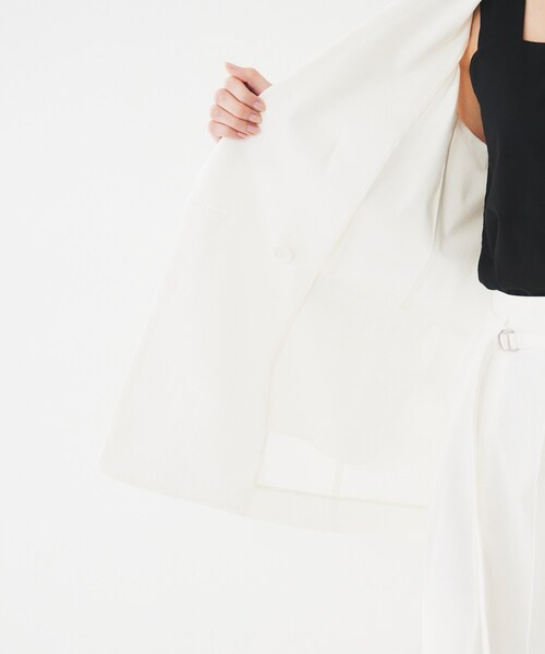 UNTITLED（アンタイトル）の「【セットアップ可能／オンオフ】ラミー混 ダブルブレストジャケット（テーラードジャケット・レディース・オリーブ/ブラウン系その他/ライトベージュ/オフホワイト・42/04/50/48/00/02/03/01/44/46）」の10枚目の写真