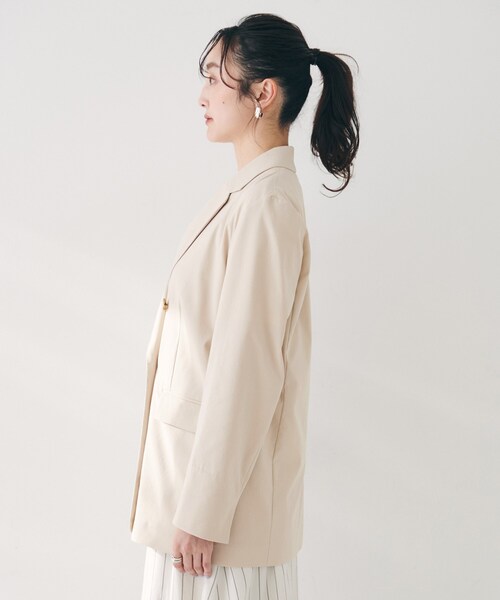 UNTITLED（アンタイトル）の「【セットアップ可能／オンオフ】ラミー混 ダブルブレストジャケット（テーラードジャケット・レディース・オリーブ/ブラウン系その他/ライトベージュ/オフホワイト・42/04/50/48/00/02/03/01/44/46）」の13枚目の写真
