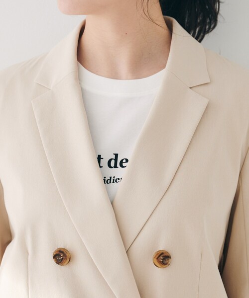 UNTITLED（アンタイトル）の「【セットアップ可能／オンオフ】ラミー混 ダブルブレストジャケット（テーラードジャケット・レディース・オリーブ/ブラウン系その他/ライトベージュ/オフホワイト・42/04/50/48/00/02/03/01/44/46）」の15枚目の写真