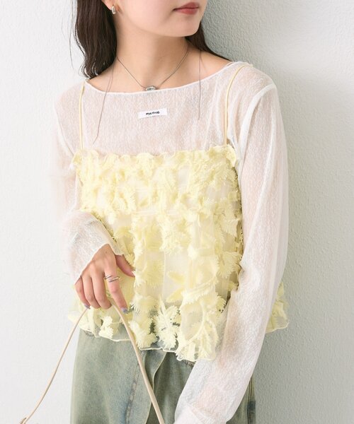 mystic（ミスティック）の「シアーリーフビスチェ（その他トップス・レディース・ピンク/オフホワイト/ブラック/イエロー・FREE）」の3枚目の写真