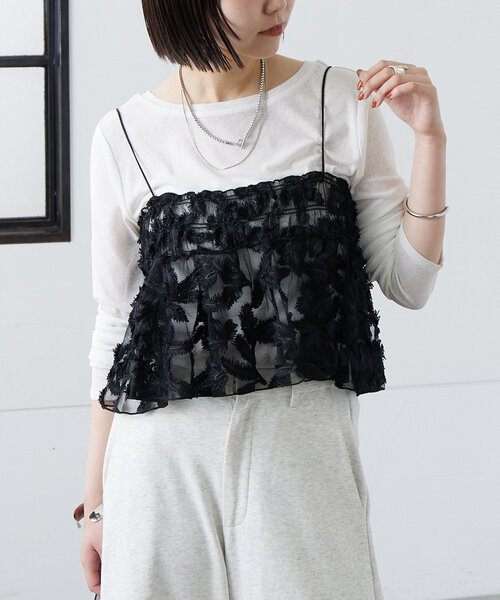 mystic（ミスティック）の「シアーリーフビスチェ（その他トップス・レディース・ピンク/オフホワイト/ブラック/イエロー・FREE）」の2枚目の写真