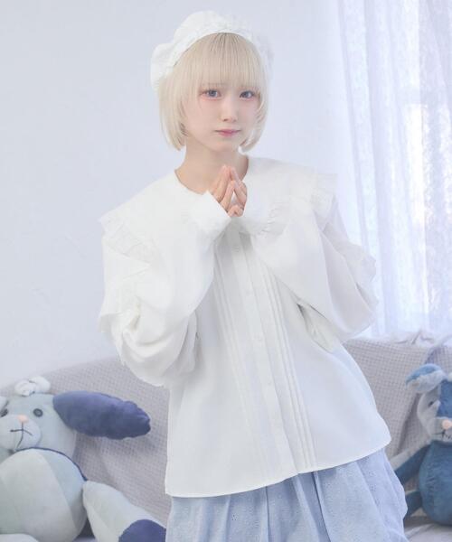 Whinny(ホワイニー)の「Whinny/ぷあぷあ綿雲もぐもぐブラウス(シャツ/ブラウス・レディース・ブラック/ホワイト/サックスブルー・FREE)」の2枚目の写真