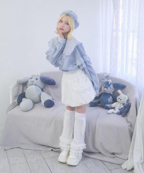 Whinny(ホワイニー)の「Whinny/ぷあぷあ綿雲もぐもぐブラウス(シャツ/ブラウス・レディース・ブラック/ホワイト/サックスブルー・FREE)」の4枚目の写真