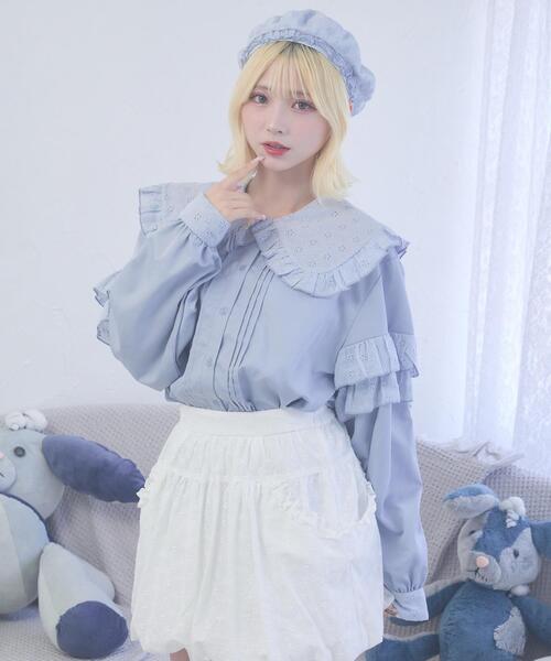 Whinny(ホワイニー)の「Whinny/ぷあぷあ綿雲もぐもぐブラウス(シャツ/ブラウス・レディース・ブラック/ホワイト/サックスブルー・FREE)」の5枚目の写真