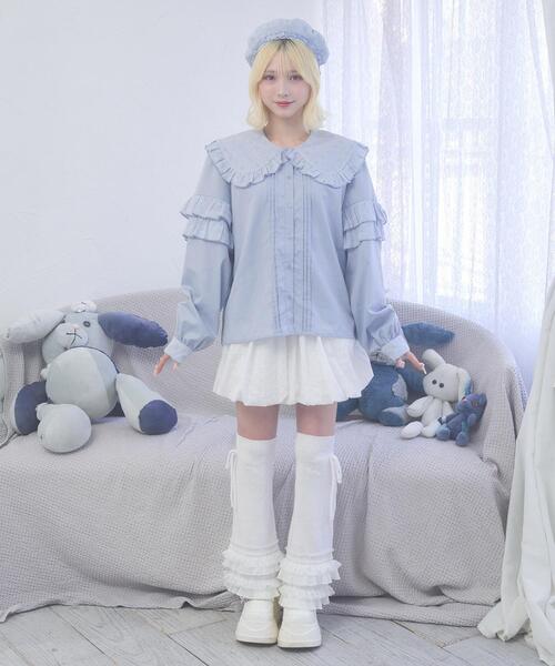 Whinny(ホワイニー)の「Whinny/ぷあぷあ綿雲もぐもぐブラウス(シャツ/ブラウス・レディース・ブラック/ホワイト/サックスブルー・FREE)」の8枚目の写真