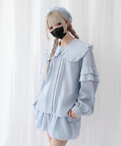 Whinny(ホワイニー)の「Whinny/ぷあぷあ綿雲もぐもぐブラウス(シャツ/ブラウス・レディース・ブラック/ホワイト/サックスブルー・FREE)」の11枚目の写真