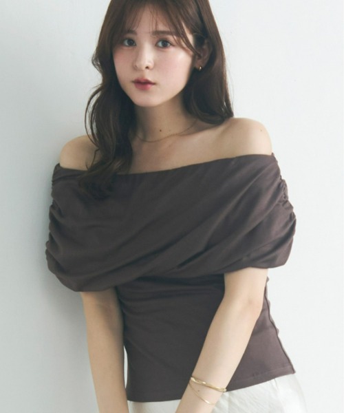 ドレープオフショルダーカットソー（Tシャツ/カットソー）｜Olu