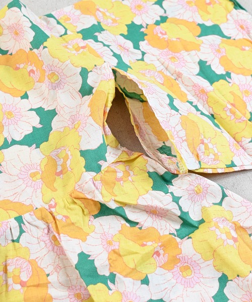Ocean&Ground（オーシャン&グラウンド）の「レトロフラワー浴衣ミニ丈ワンピース（浴衣・キッズ・グリーン/レッド・90/100/110/120/130/140）」の5枚目の写真