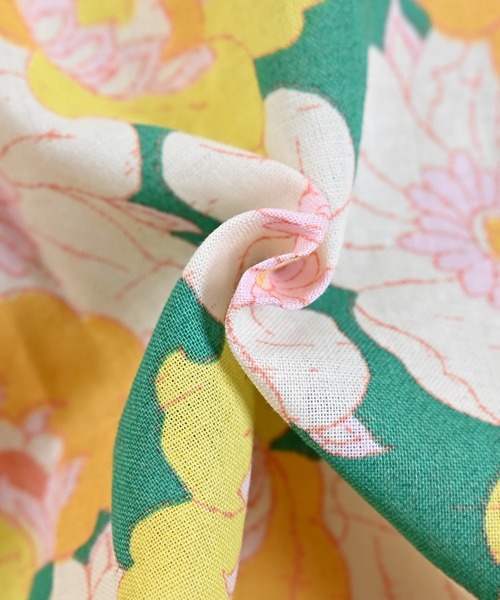 Ocean&Ground（オーシャン&グラウンド）の「レトロフラワー浴衣ミニ丈ワンピース（浴衣・キッズ・グリーン/レッド・90/100/110/120/130/140）」の8枚目の写真