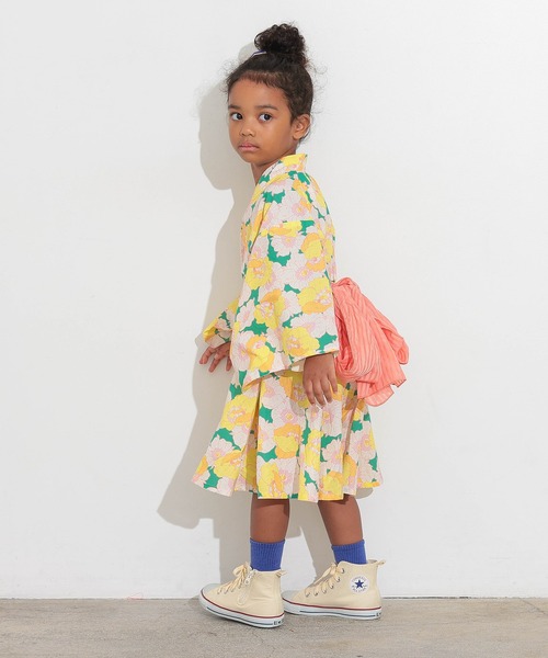 Ocean&Ground（オーシャン&グラウンド）の「レトロフラワー浴衣ミニ丈ワンピース（浴衣・キッズ・グリーン/レッド・90/100/110/120/130/140）」の14枚目の写真